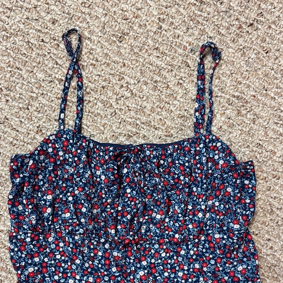 Francesca’s Blue Rain Floral Spaghetti Strap Floral Romper, size small - Picture 2 of 5